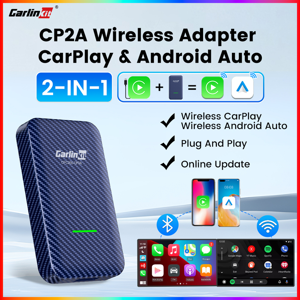 CarlinKit 4.0 2-In-1 Wireless Adapter Wireless Android Auto CarPlay 1 To 2 Smart Car Box Plug &Play OTA Upgrade For CarPlay Cars