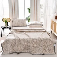 100% Cotton 3 layer blanket summer bed linen Jacquard Blankets bed plaid stitch Coverlet home bedding Bedspread on the bed Sheet 2