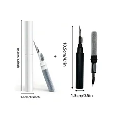Portable Earphone and Camera Cleaning Pen with Brush (1 White and 1 Black)