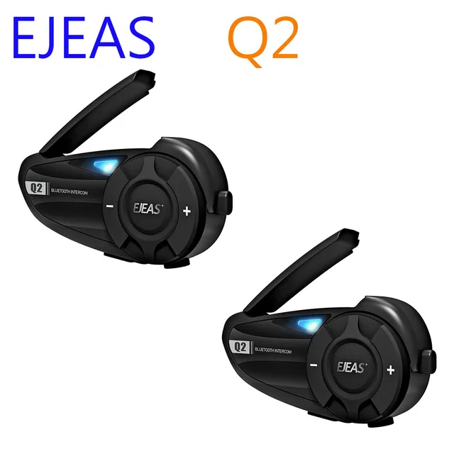 EJEAS Q2 Bluetooth 5.1 Motorcycle Helmet Headset Intercom Quick Pair Up to 2 Riders Wireless Interphone Earphone Waterproof