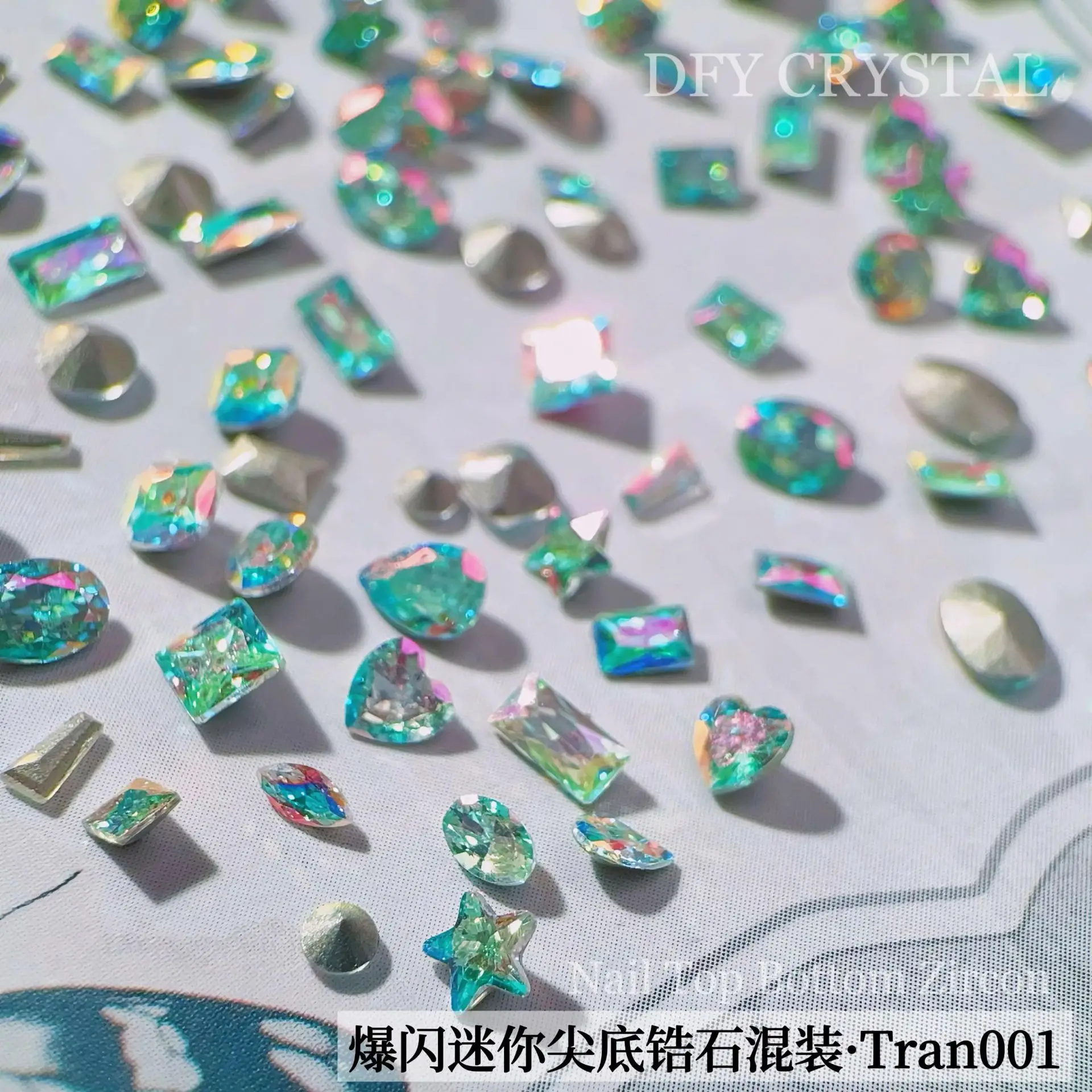 50PCS 탑 스파클 미니 지르콘 다채로운 인어 날카로운 모따기 작은 다이아몬드 네일 아트 라인 석 장식 매니큐어 장식품
