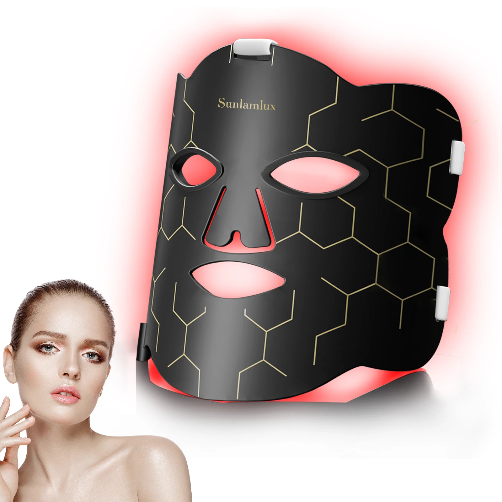 Hottoerak facial neck silicone LED mask red light therapy photonic flexible facial beauty mask Skin care