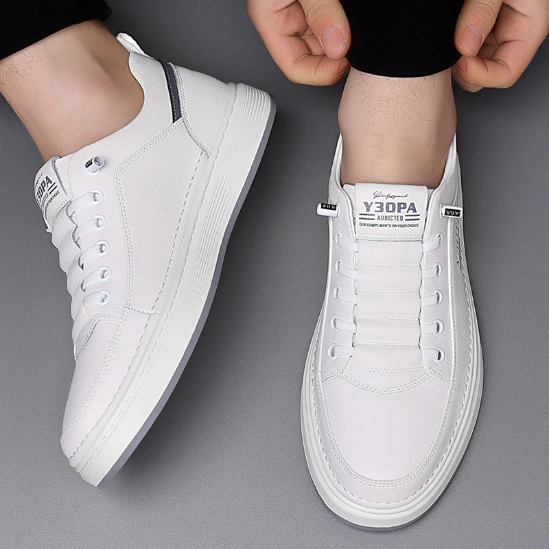 High Quality Skate Shoes Men 2024 Hot Sale Men Casual Walking Shoes Stylish Men's Vulcanize Shoes Genuine Leather Men's Footwear 5