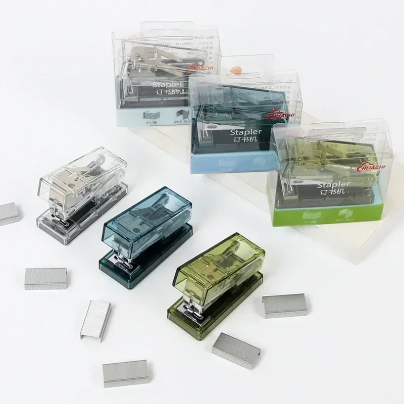 INS Creative Mini Transparent Stapler Office Home School Binding Supplies Kawaii Small Stapler Stationery Exquisite