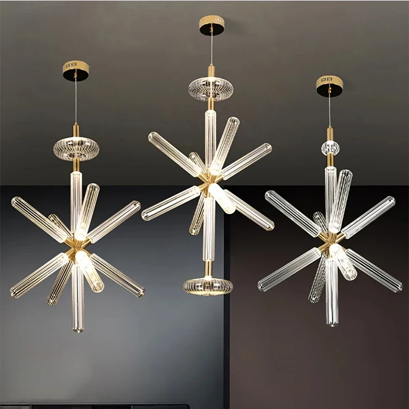 Nordic Designer Glass Chandelier Hotel Hall Creative Post-modern Living Room Restaurant Coffee Shop Commercial Household Lamp