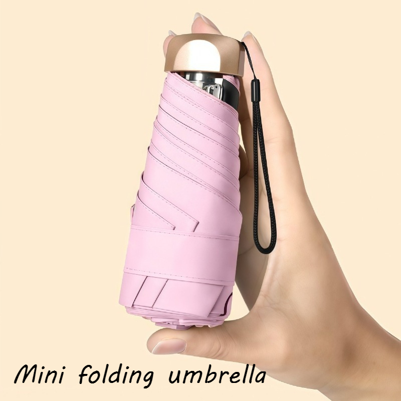 Pocket Capsule Umbrella Thick Black Coating UV Protection Sun Rain Dual Use Portable Parasol Household Daily Necessities