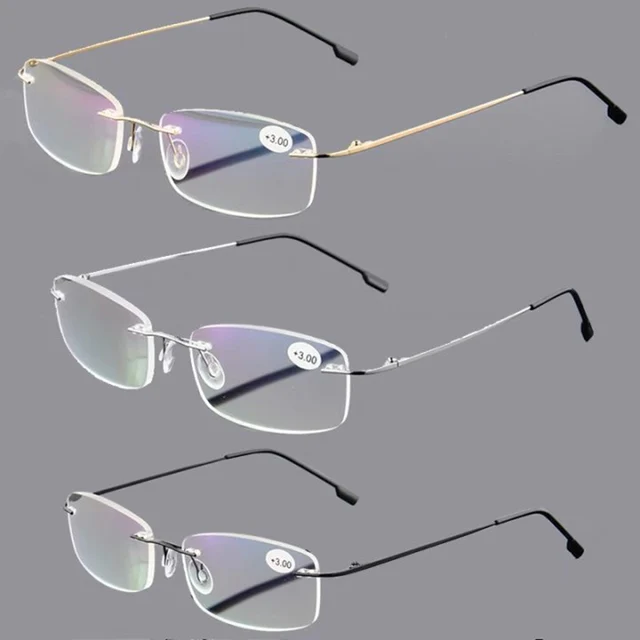 May Flower Blue Light Blockin Ultralight Memory Titanium Rimless Reading Glasses Men&Women Presbyopic Eyeglasses +1.0 +1.5 +2.0