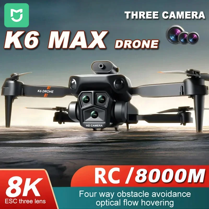 MIJIA K6 Max Drone 8K GPS Professinal Three Cameras Wide Angle Optical Flow 4way Obstacle Avoidance Quadcopter Aerocraft Toys