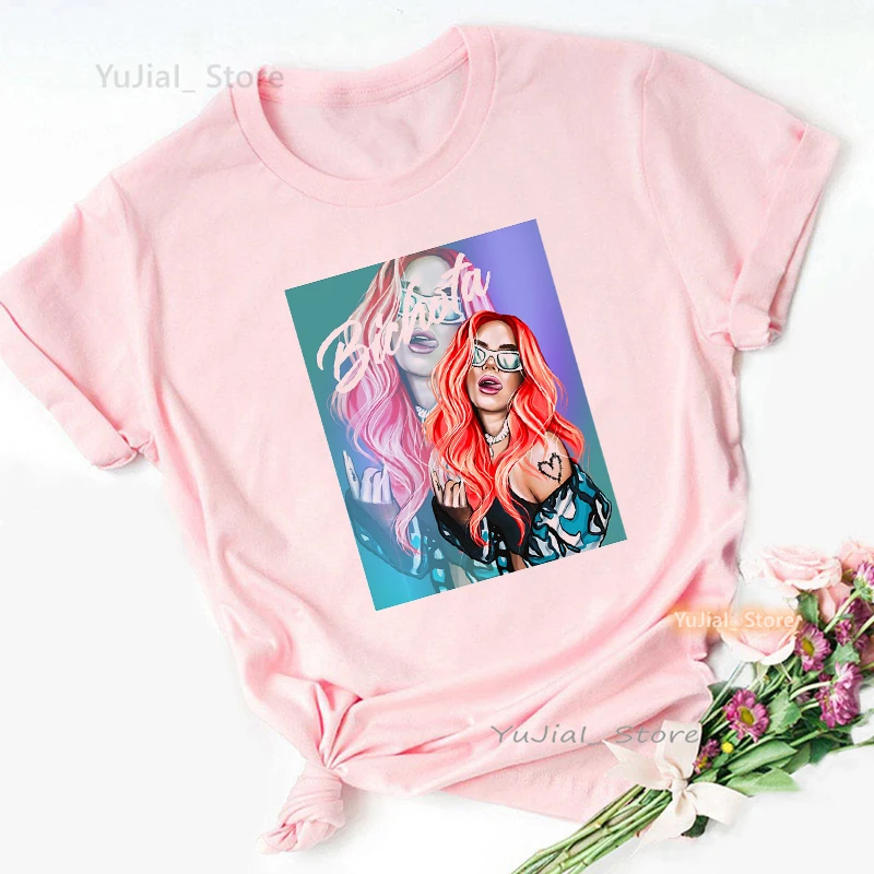 Beckyg Karol G Bichota Grafik Druck T Shirt Mädchen Schöne Rosa Casual T-shirt Frauen Harajuku Hemd Sommer Mode Tops T – Detail 24