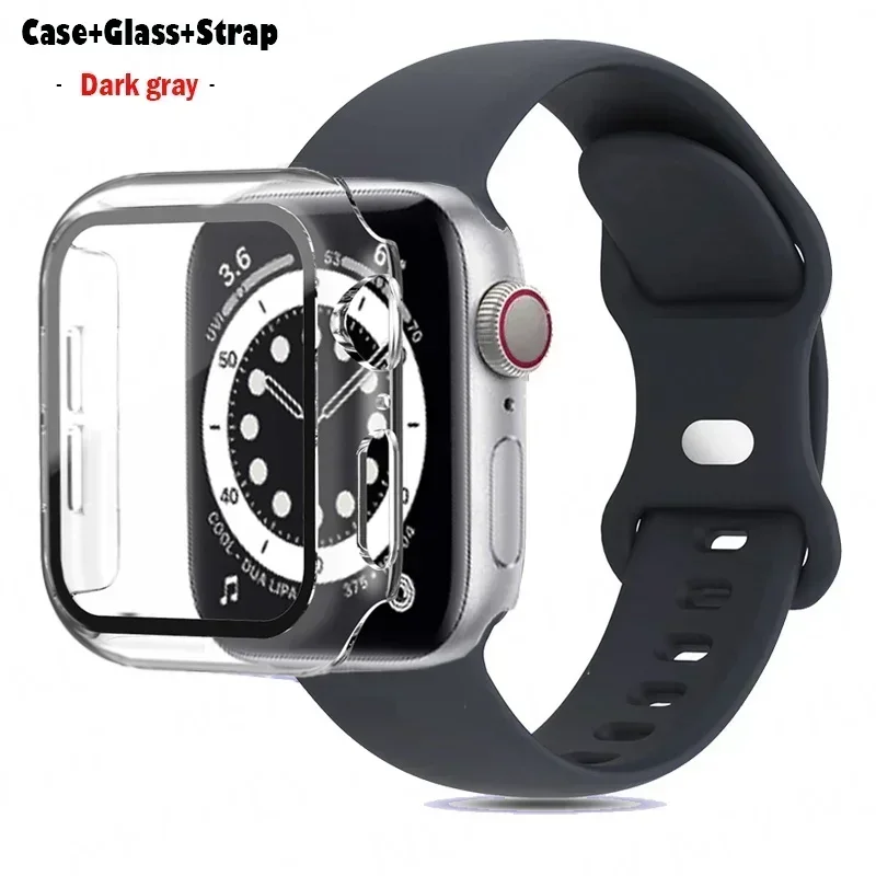 Stylish Silicone Bracelet for Apple Watch - Glass Case with Watchbands
