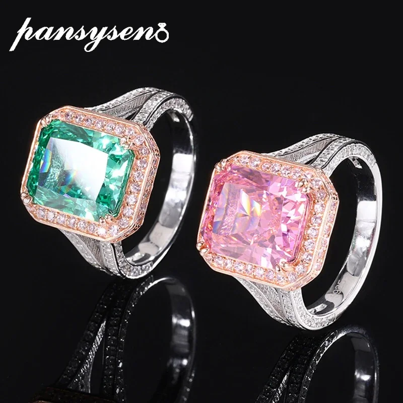 

PANSYSEN 925 Sterling Silver 10x12MM Paraiba Tourmaline Sapphire Rings for Women Luxury Wedding Party Fine Jewelry Drop Shipping