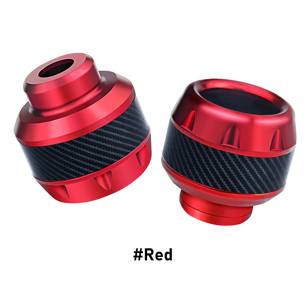 Fork Frame Sliders - 1 Pair Carbon Fiber Motorcycle Crash Protectors, Red, CNC Machined