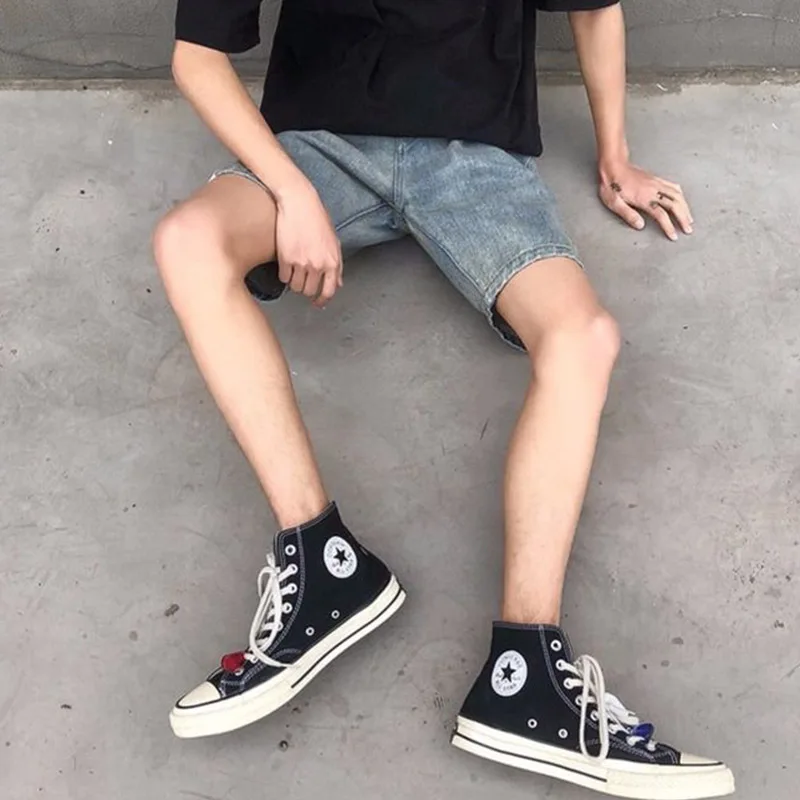 Summer 2024 New Loose Denim Shorts Fashion Men's Shopping Travel High Quality Loose Thin Straight Leg Wide Leg Shorts Light Blue