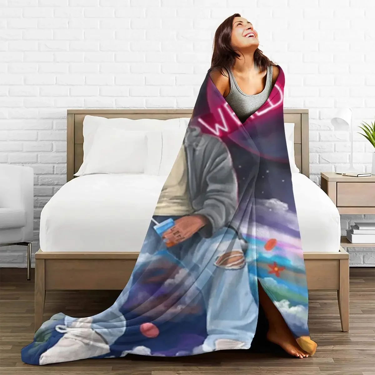 Juice Wrld Flannel Blanket Rapper Freestyle Colorful Super Warm Throw Blanket for Chair Sofa Bed Picnic Bedspread Sofa Bed Cover 5