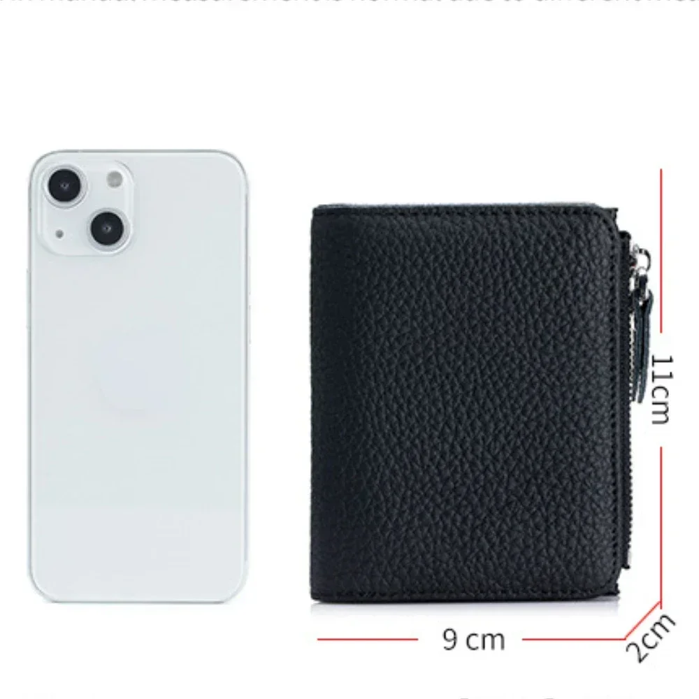  가죽 RFID 단지갑 카드홀더 가방, 휴대용 소가죽 소형 지퍼 돈 동전 지갑, 남성 여성 이어폰 파우치