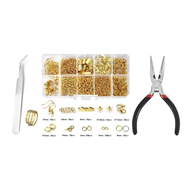 Jewelry Making Supplies Kit with Jewelry Tools Open Jump Rings Lobster  Clasps Crimp Beads Earring Hooks Accessories for Jewelry