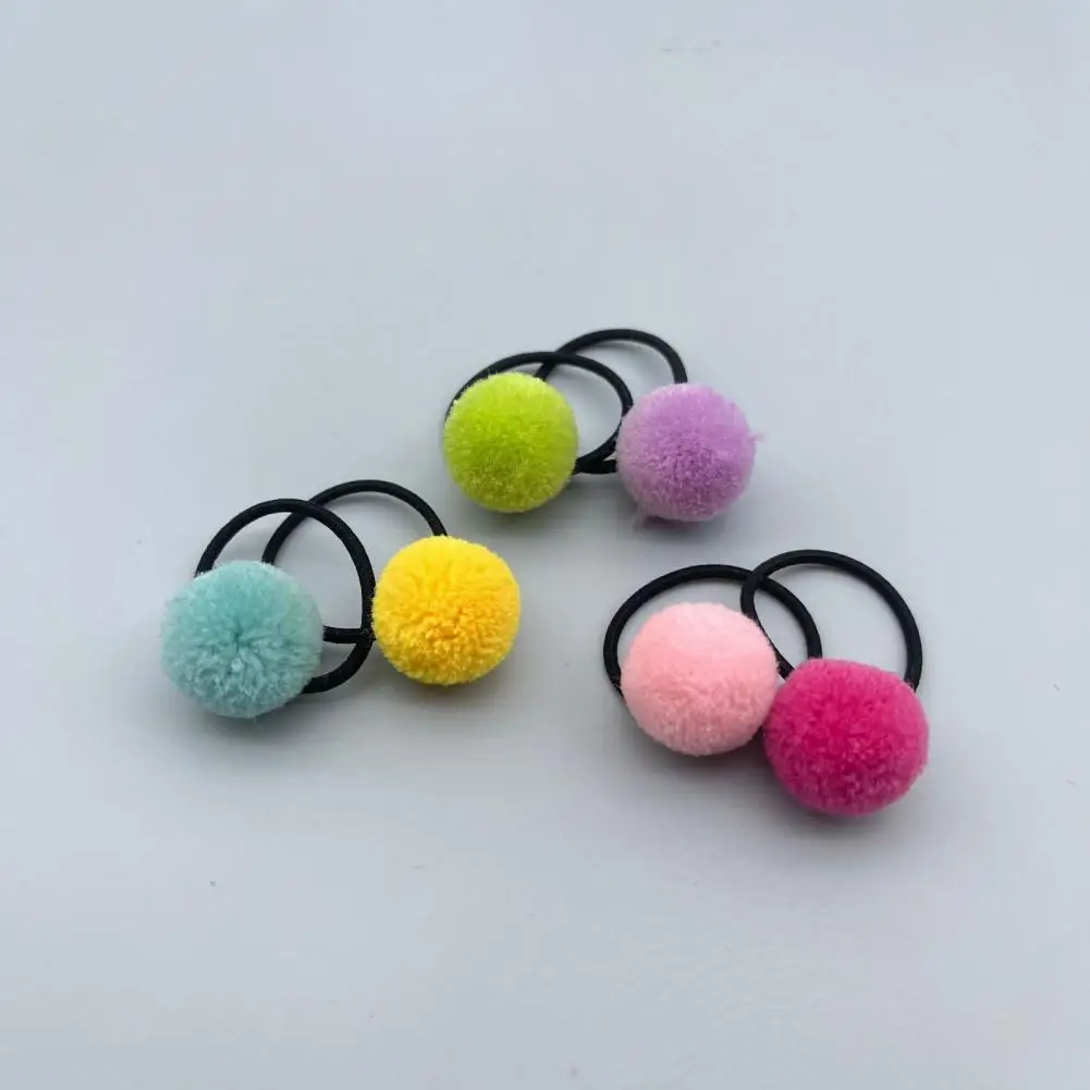 

Cute Hair Accessory High Elastic Solid Color Pompom Hair Ties for Kids Women Cute Ponytail Holders Mini Hair Ropes for Girls