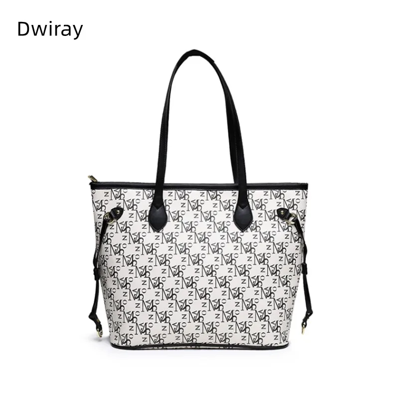 

Dwiray Summer Women's Bag Tide Brand Tote Bag Large Capacity Zip Shoulder Bag Print Letter Tote Bag Cross-body Bag 2022