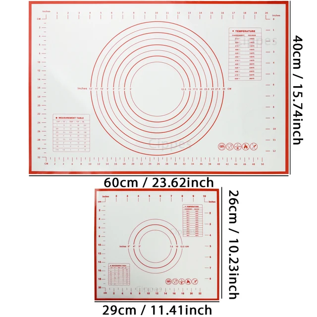 Silicone Pastry Mat with Measurements, Reusable Non-slip Non-stick Baking Mat for Rolling Dough, Fondant /Pizza Mat, Counter Mat 2