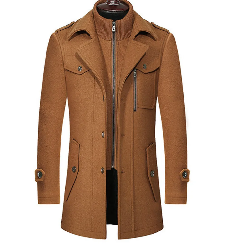 Men's Wool Overcoat With Detachable Layer For Winter Autumn_voghion.com
