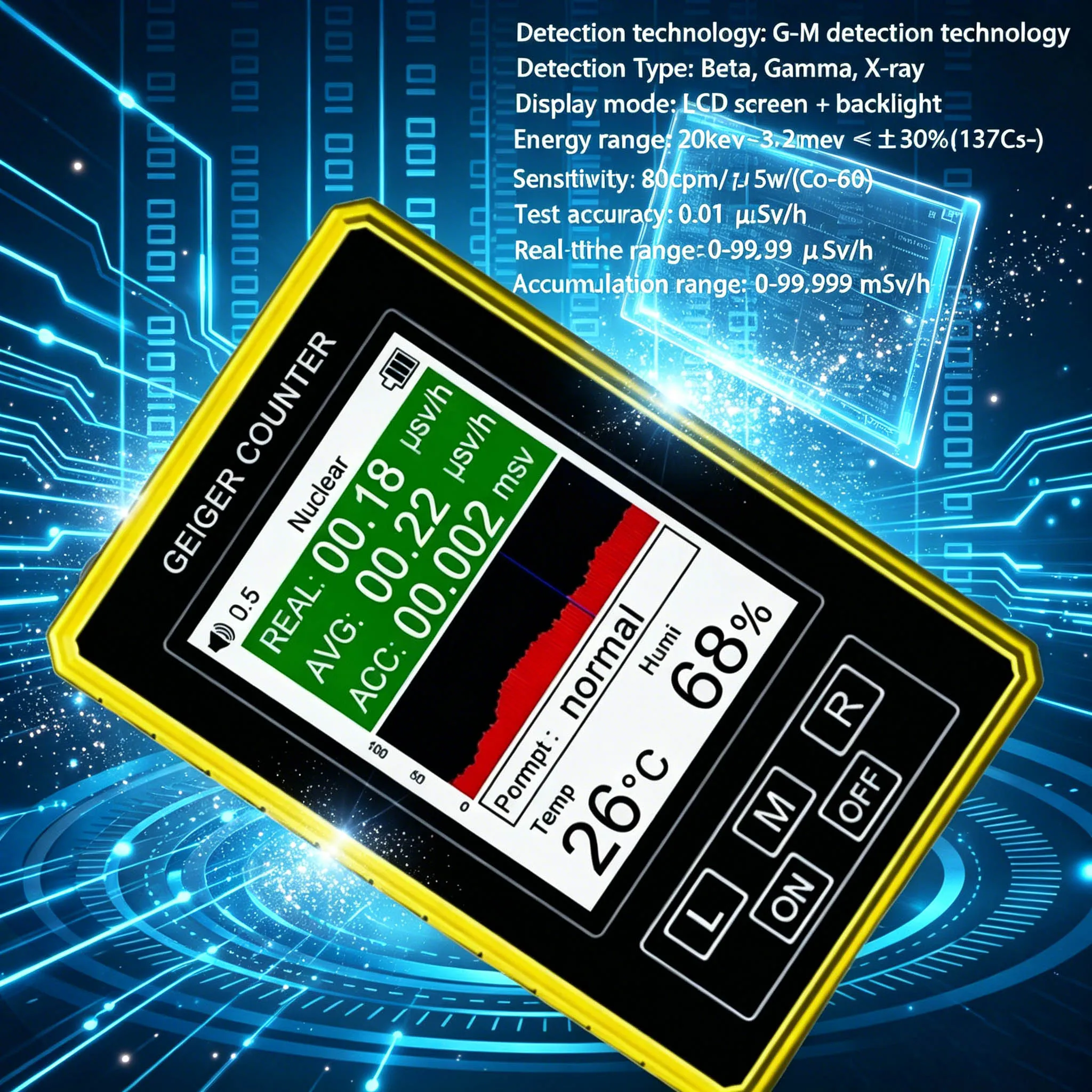BR-9C-XR-3 Pro 정밀 테스터, 2-in-1 휴대용 디지털 EMF 가이거 계수기 전자기 및 핵 방사선 감지기