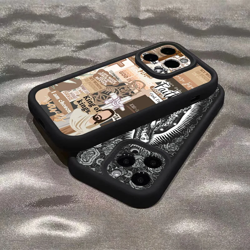 Elegant Jesus Cross Embroidery Pattern Phone Case