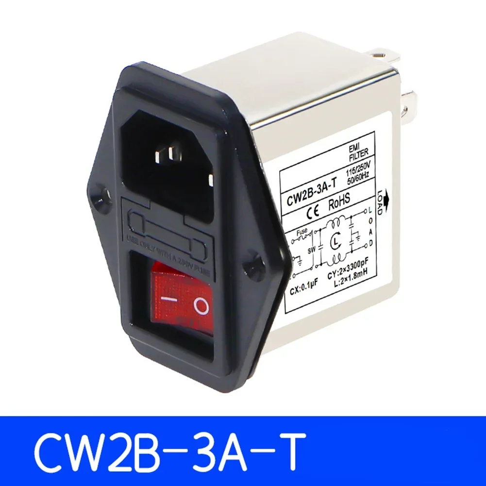 Power Filter IEC Socket Type Metal Power Filter With Light Safety Switch For Equipment 3A 6A 10A Black New