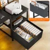 desk with power outlets, gaming desk with drawers and printer space, computer desk with file drawers cabinet 3