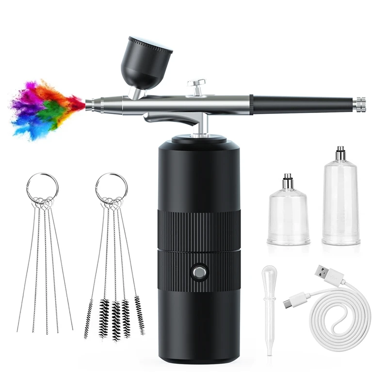 

1 Set Black Oxygen Injector Protable Airbrush For Nails Art Paint Air Compressor Nano Fog Mist Spray Manicure DIY Cake Sprayer