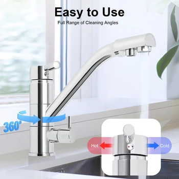 Rubinetto filtro acqua 3 in 1 360 °   Rubinetto da cucina girevole a tre vie Sistema ad osmosi Rubinetto da cucina Raccordo per filtro dell'acqua 22 * 20 cm 1