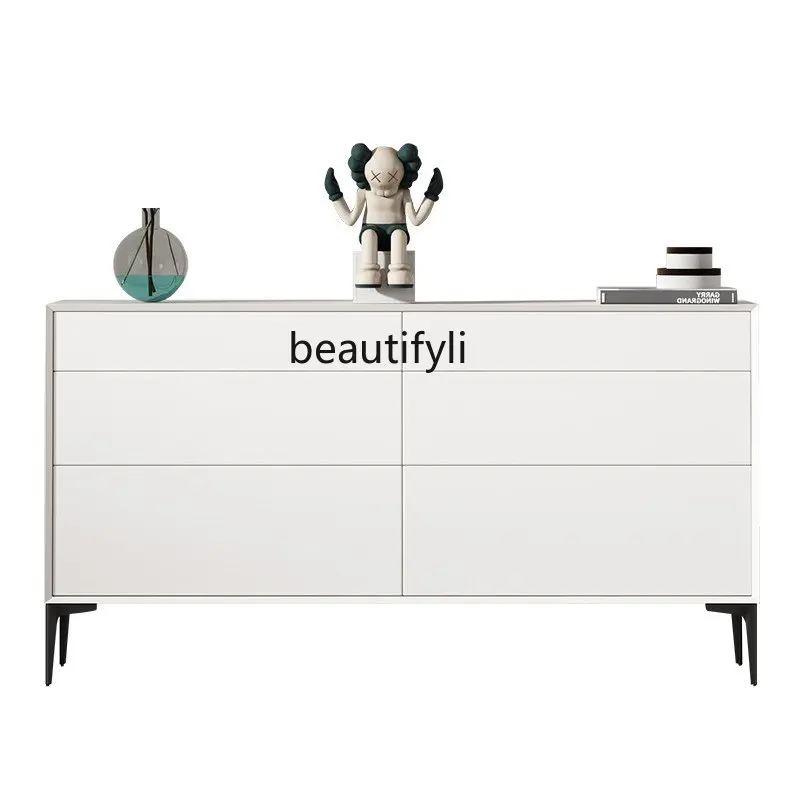 

Italian Simple Modern Locker Living Room Wall Light Luxury Chest of Drawers White Tailstock Storage Sideboard Cabinet