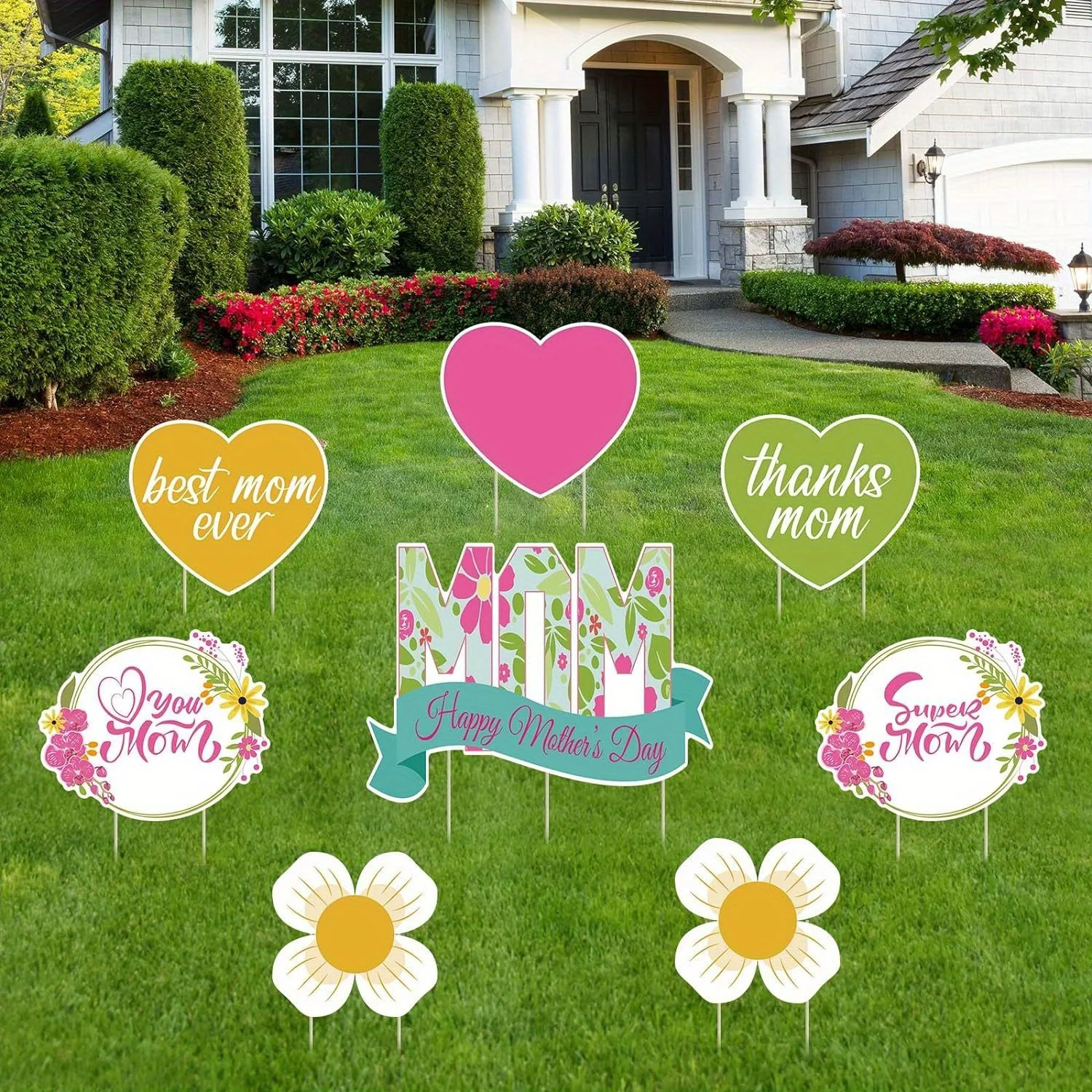 

Happy Mothers Day Yard Signs With Stakes Yard Decorations Outdoor Lawn Garden Mom Grave Decor Best Mom Ever Love Floral Gifts Ho