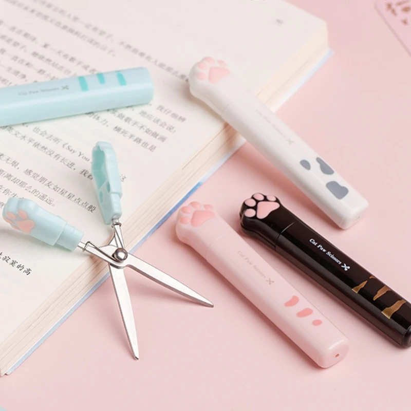 

Portable Stainless Steel Scissor Paper Cutting Scissors Cats Paws Pocket Scissors Functional Cutter for DIY Scrapbooking