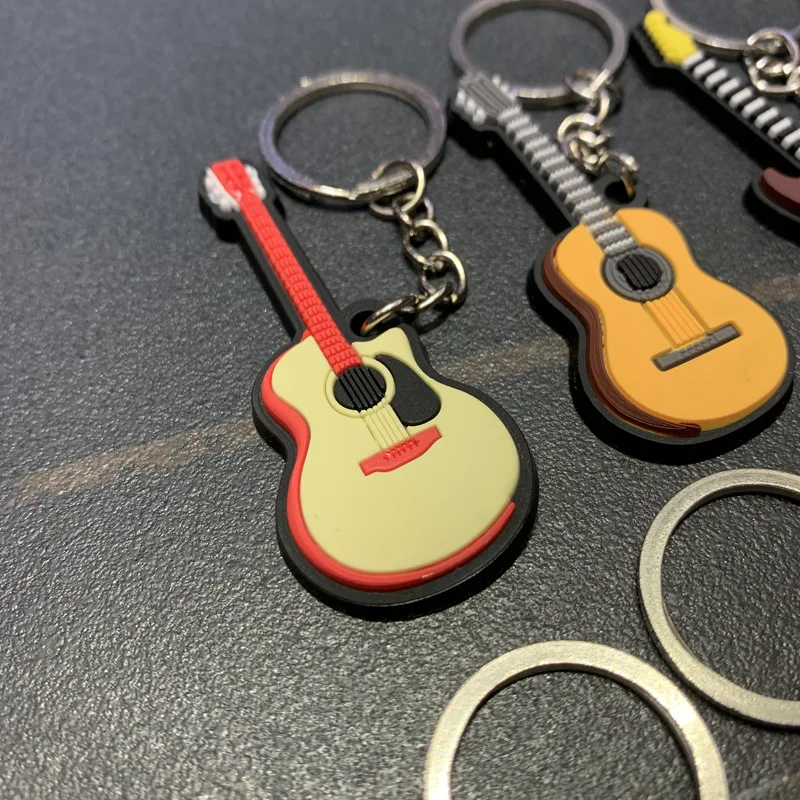 Silicone Guitar Keychain - Cartoon Musical Instrument Gift Pendant