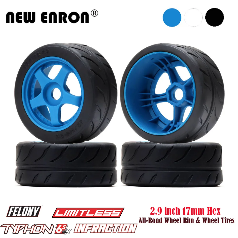 Levigo 4 Pneus Rallye Caoutchouc 68x28 Mm Pour Buggy RC 1/10 – Compatible Tamiya TT01/TT02/XV-01/HPI RS4