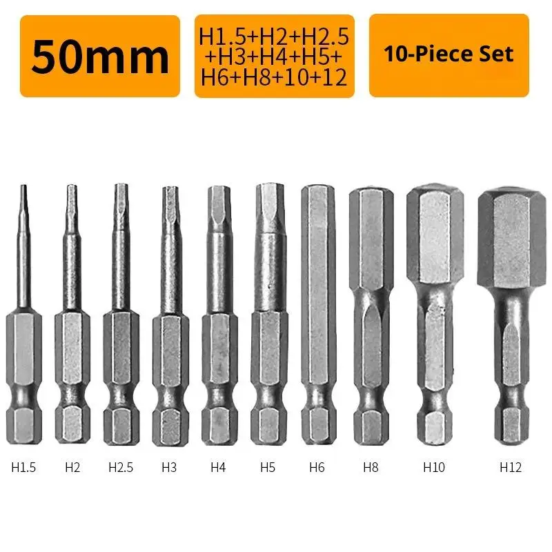 10 adet altıgen saplı manyetik kafa tornavida 50/100mm tornavida uçları H1.5-H12 somun anahtarı seti elektrikli matkap adaptörü tornavida