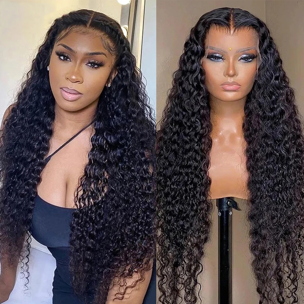 

Soft Glueless Natural Black 180 Density Kinky Curly Lace Front Wig For Women BabyHair 26“Long Heat Resistant Preplucked Daily