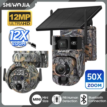 SHIWOJIA 12MP 50X ZOOM Optical 4G Solar Camera Outdoor Camouflage Security Camera Wireless 360° Surveillance No Blind Spots 1