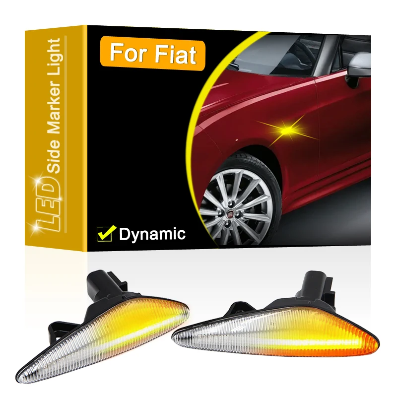 

12V Clear Lens Dynamic LED Side Marker Lamp Assembly For Fiat 124 Spider 2017-2020 Sequential Blinker Turn Signal Light