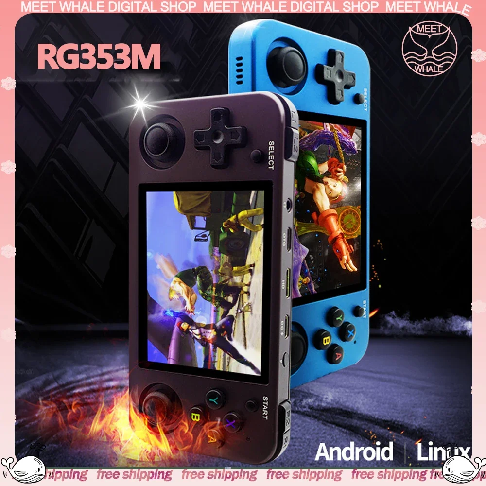 Rg353m Retro Open Source Handheld Game Console 3.5 Inch Ips Wireless Game Console Portable Video Game Players For Lunix Boy Gift