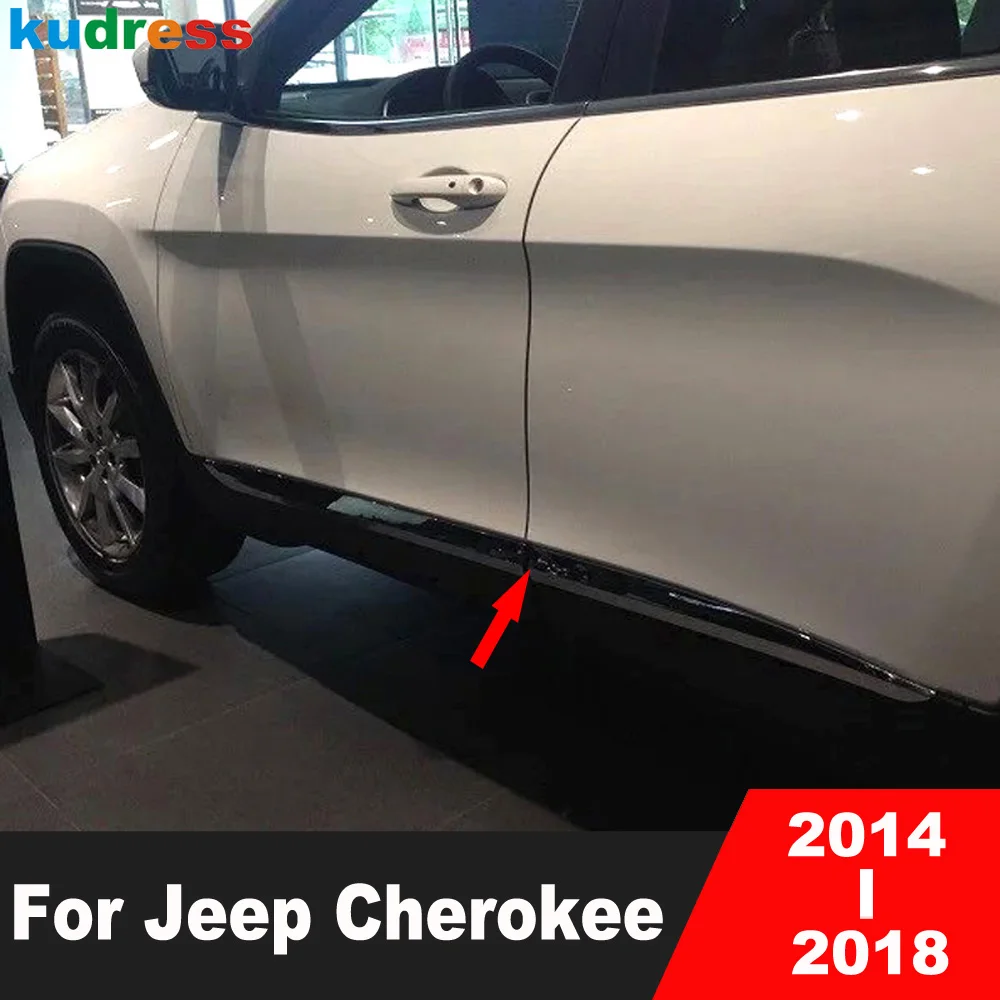 

Отделка кузова, молдинг на боковые двери для Jeep Cherokee 2014, 2015, 2016, 2017, 2018, хромированная лента для автомобильной дверной панели, молдинговая декоративная лента, аксессуары