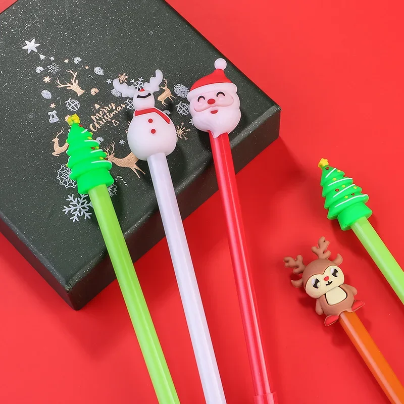 

12/100 Pcs Wholesale Creative Santa Claus Gel Pens Black Christmas Neutral Water Pen Cartoon Reindeer Stationery Student Award