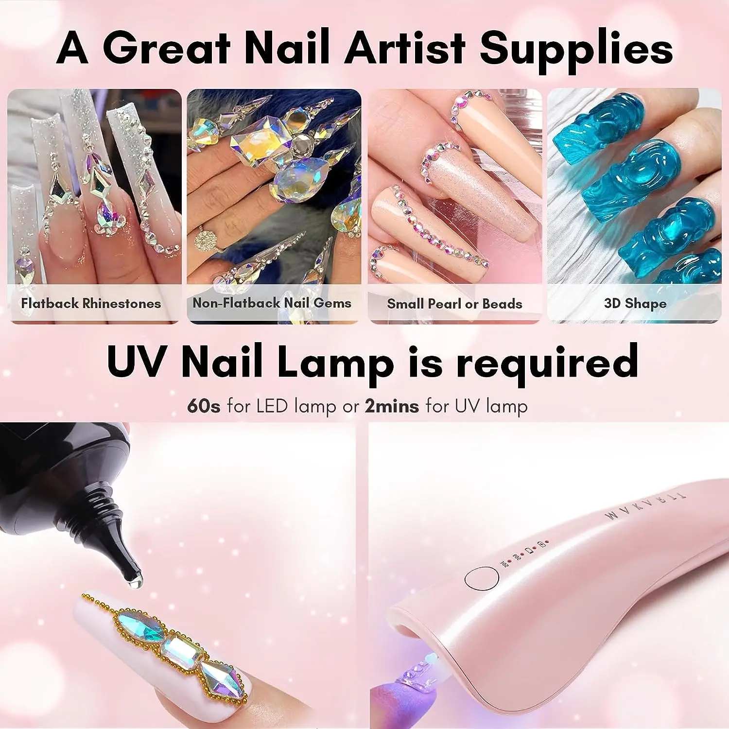 Nail Art Rhinestone Glue Gel&2 Boxes Flatback Gems Accessories Kit, 1 Tube  of 15ml Rhinestone Gel Glue(UV/LED Needed)+Colorful Gems+Flat-back Round  Glass Crystal AB Gemstones with Pickup Tools - Yahoo Shopping