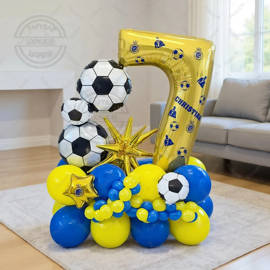 65 stücke Fußball Pentagramm Ballon Goldene Zahl Geburtstag Ballon Set Sport Motto Party Dekoration Geburtstag Fotografie Requisiten