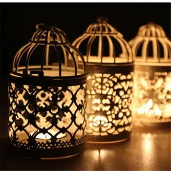 Creative Design Candelabros Hollow Hanging Bird Cage Retro Candlesticks Decorate Candlestick Lantern Shape Home Decor