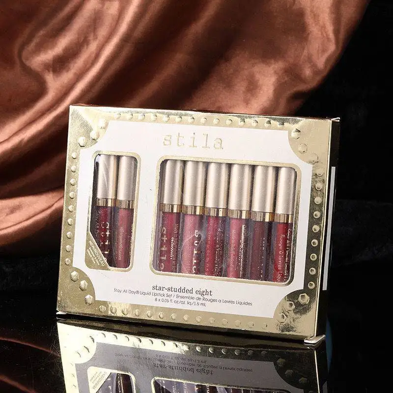 

Stila 8pcs Lipstick Set Long Lasting Nonstick Cup Cosmetics Kit Women Makeup Lips Glitter for Lip Gloss Lip Gloss Set Cosmetics