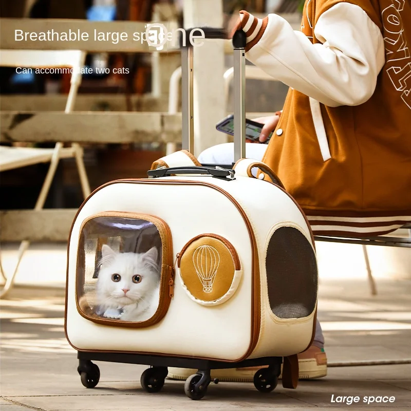 Cat Bag Going Out Portable Pet Trolley Box Cat Backpack Dog Trolley Travel Space Capsule Cat Suitcase