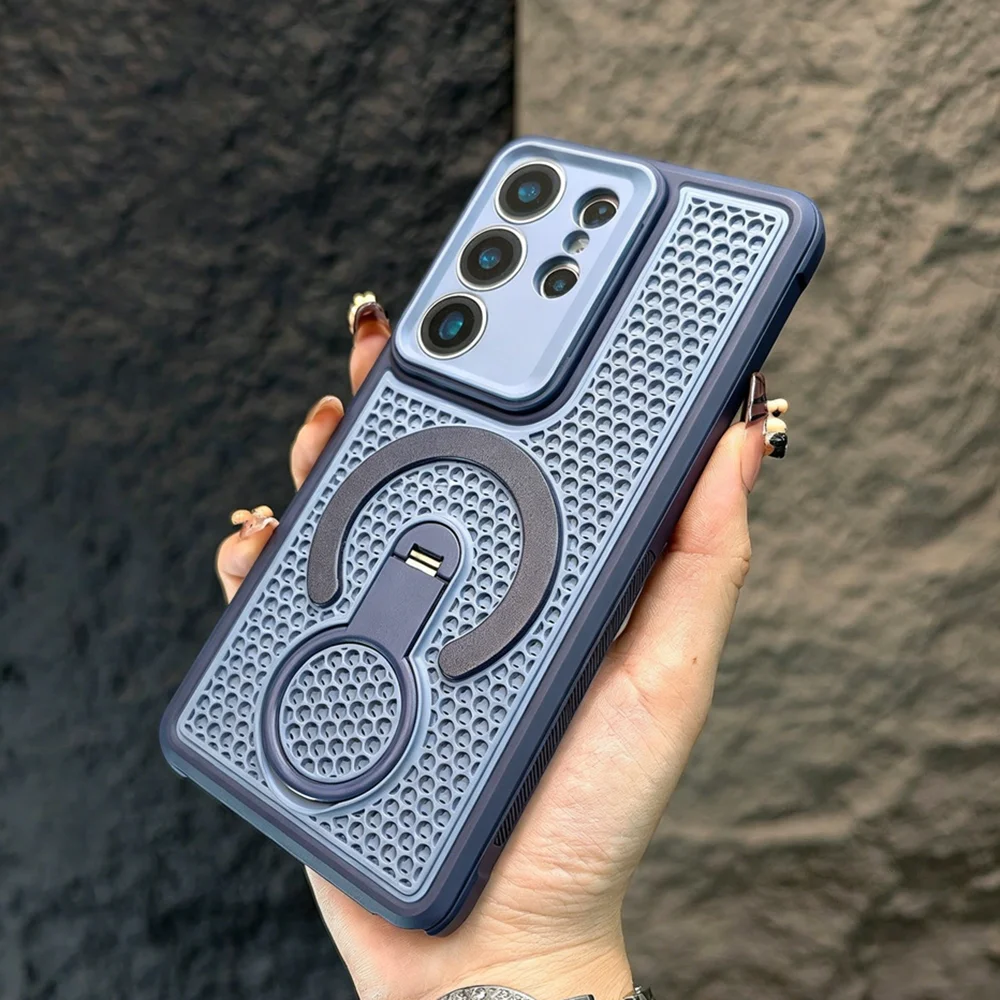 Summer Heat Dissipate Rotatable Bracket Case with Hollow Cooling Anti-Slip Cover