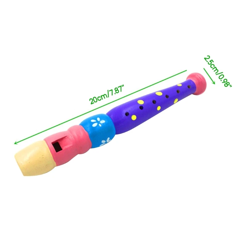 Wooden Short Flute for Kids Woodwind Musical Instrument Early Education Music Sound 6-Holes Recorder Wooden Flute