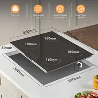 NOXTON Plaque Induction 4 Feux Encastrable, Plaque Electrique avec VDE Fiche, Table de Cuisson Induction avec Commande Tactile, Sécurité Enfant, Minuterie, Plaque de Cuisson Electrique 3500W 2